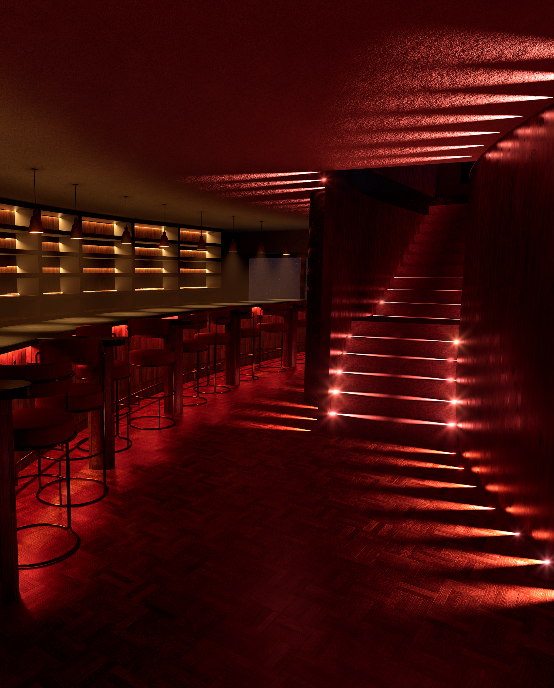 Cocktail bar and staircase (Ground Floor)
