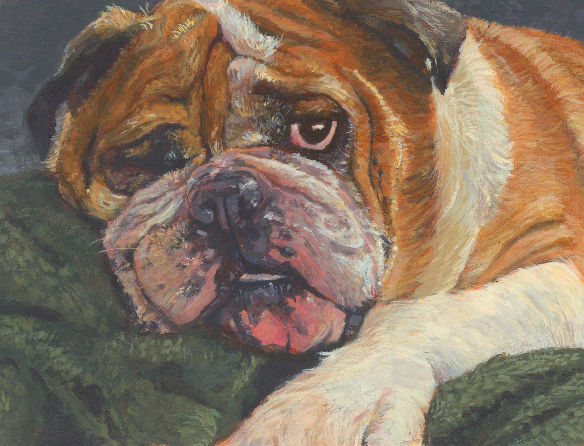 Loki Pet Portrait : 9x12" Acrylic on Bristol Paper - 2024