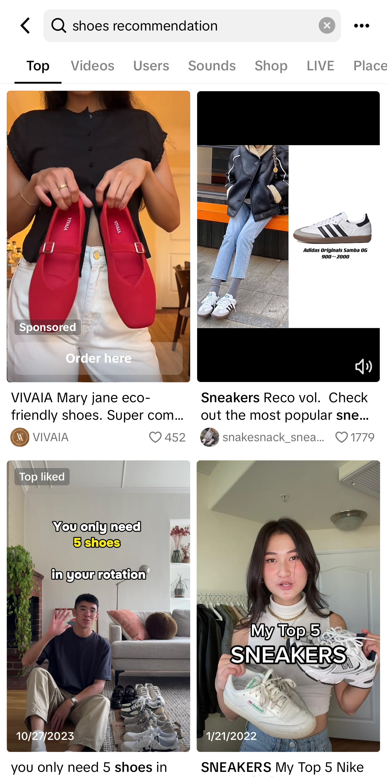 TikTok "Shoes Recommendations"
