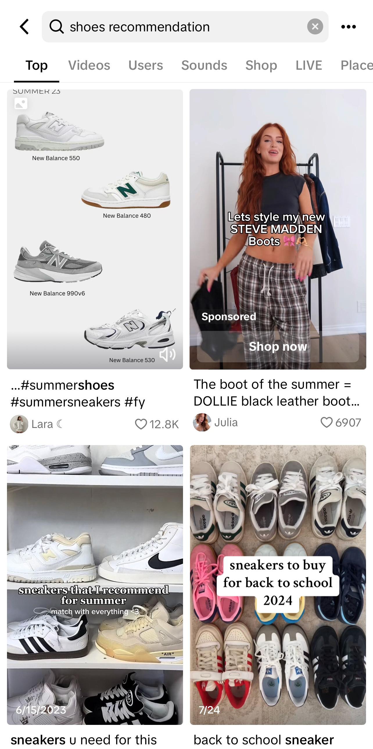 TikTok "Shoes Recommendations"