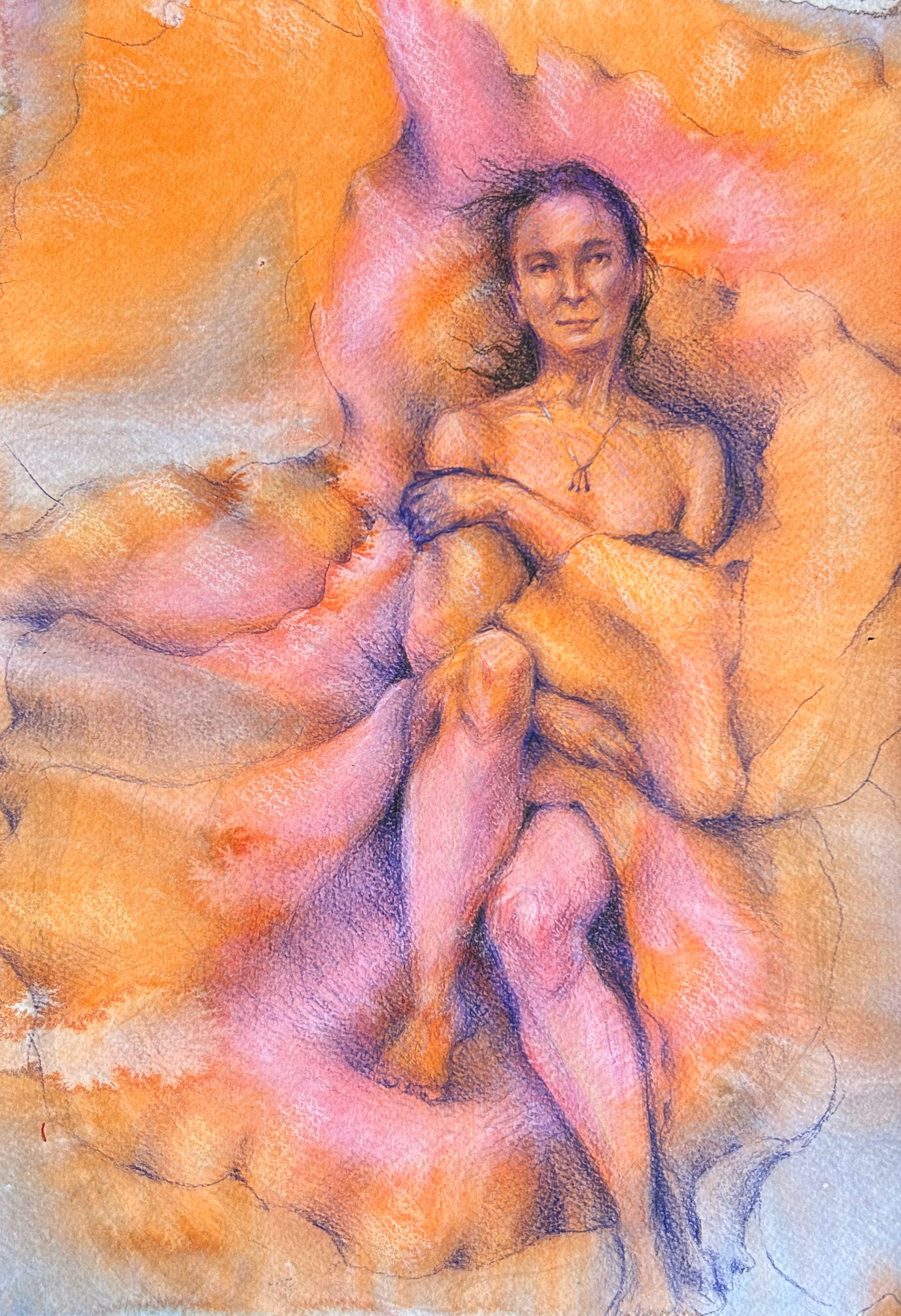 Blooming, Ink and watercolor pencils