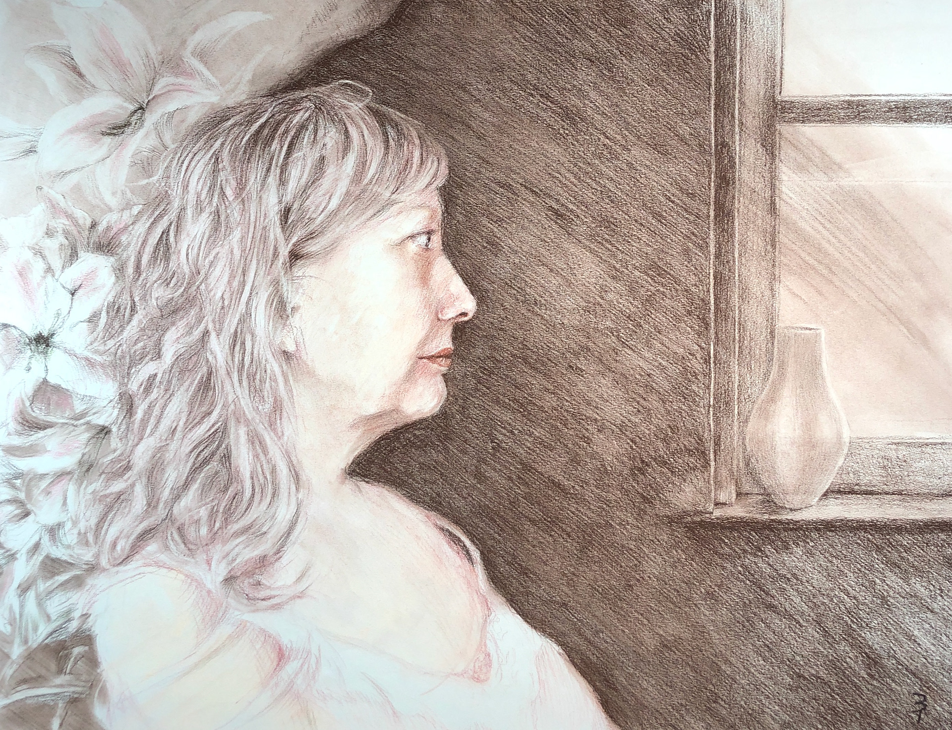 The View, 19"x25", Soft pastels and charcoal