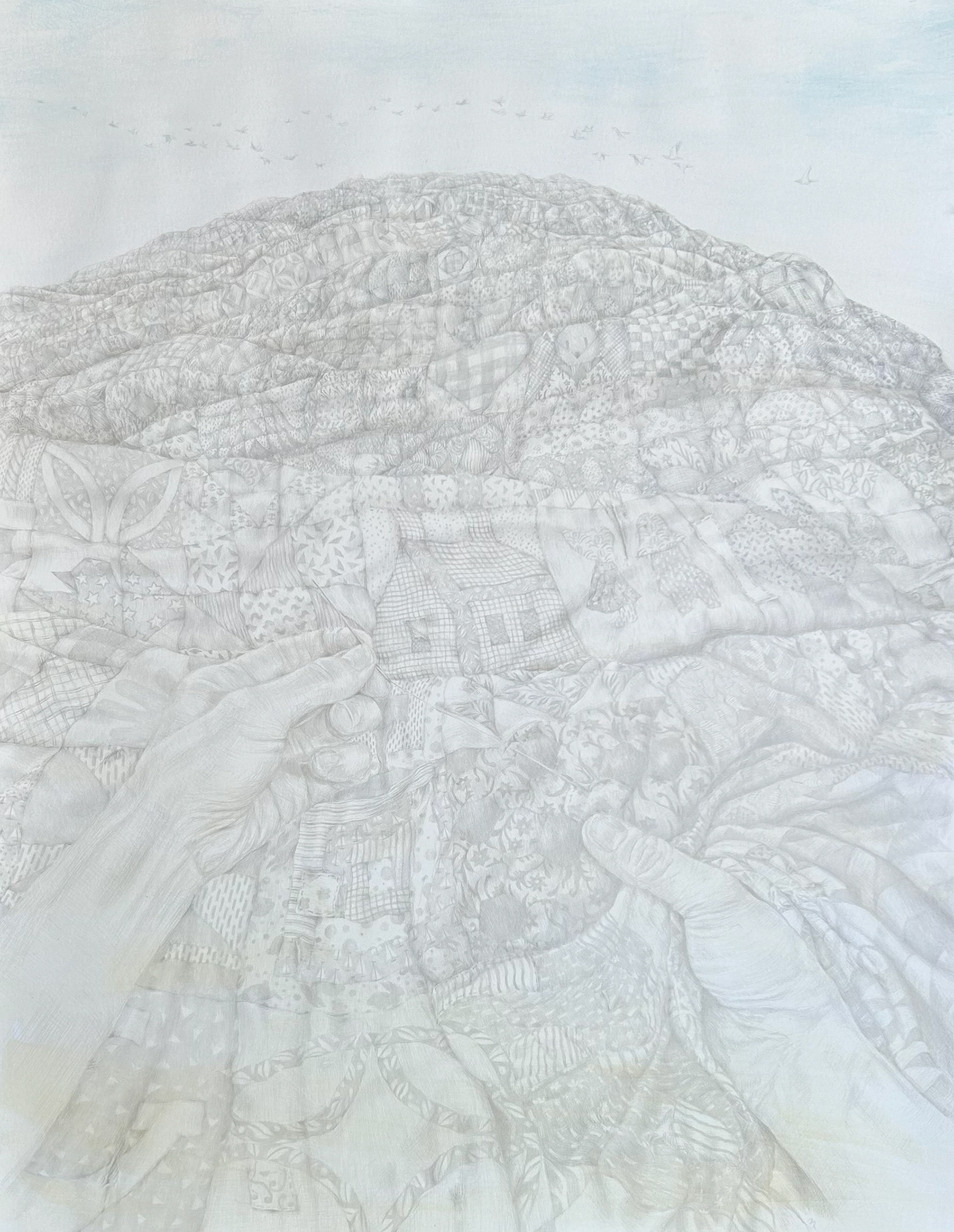 Mending, Silverpoint, 21" x 19"