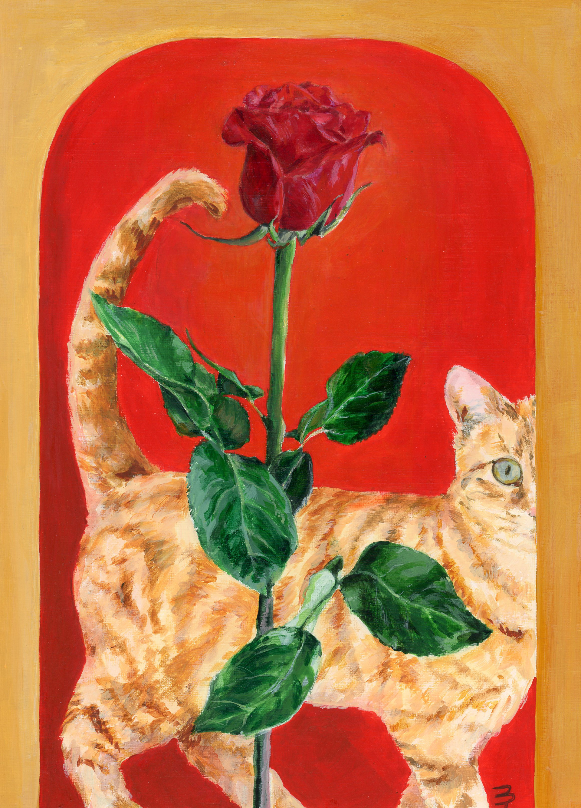 Rose, Acrylic paint on paper, 10.5" x 8.5"