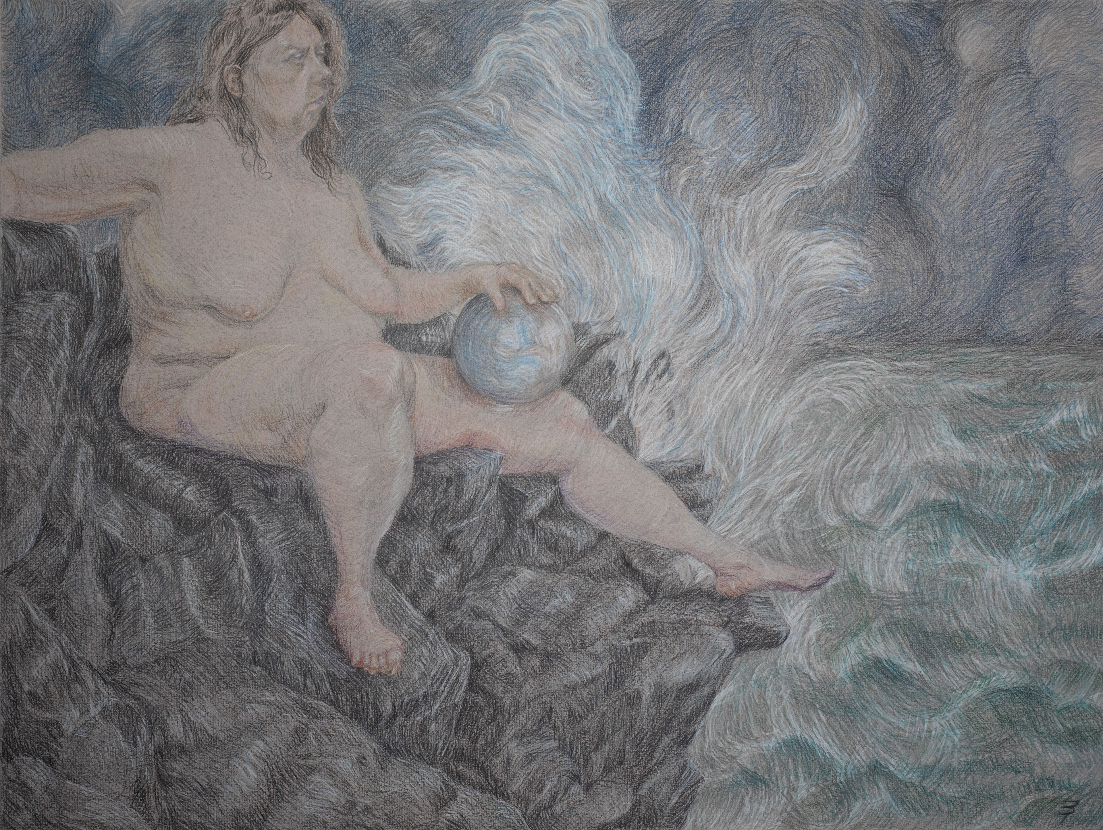 Storm, 18"x24", Watercolor pencils