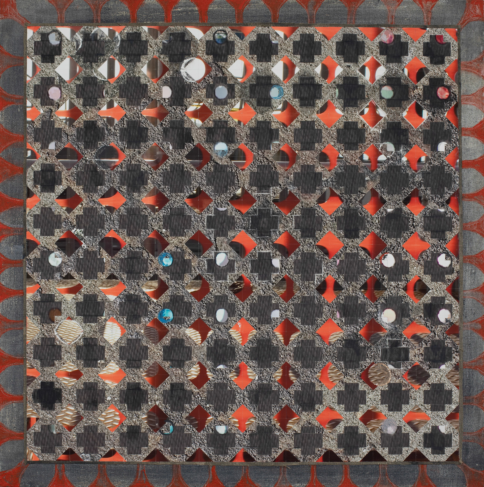 Crosses and Diamonds, 34"x34", Mixed media (in private collection)