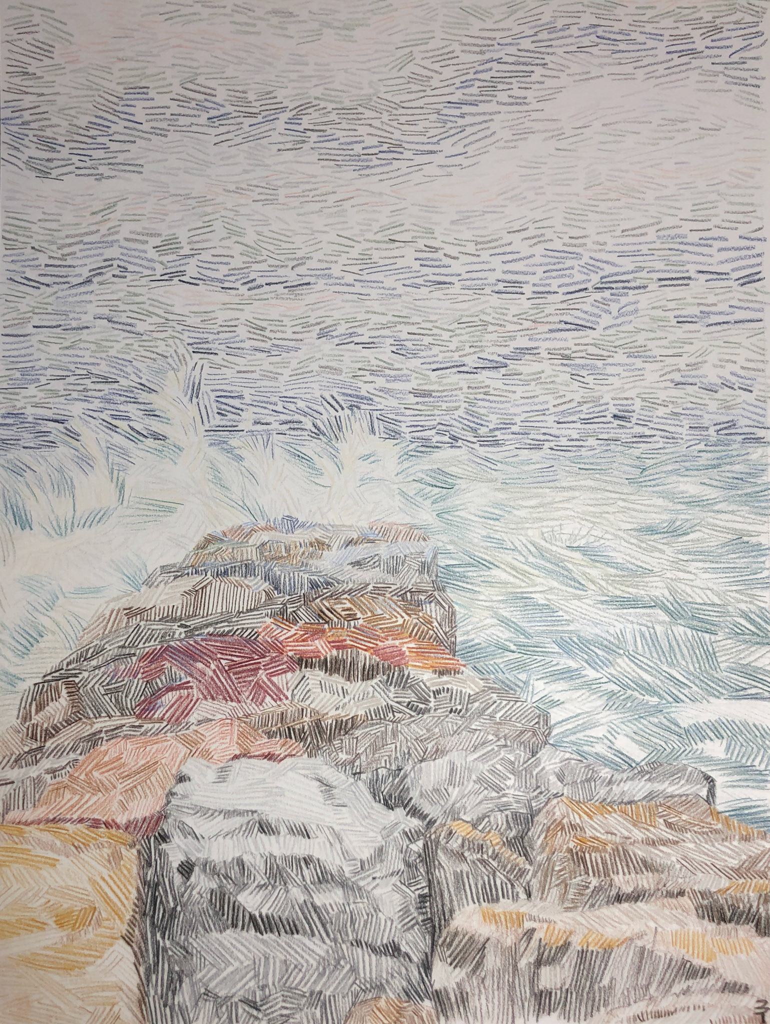 Jetty, Watercolor pencils