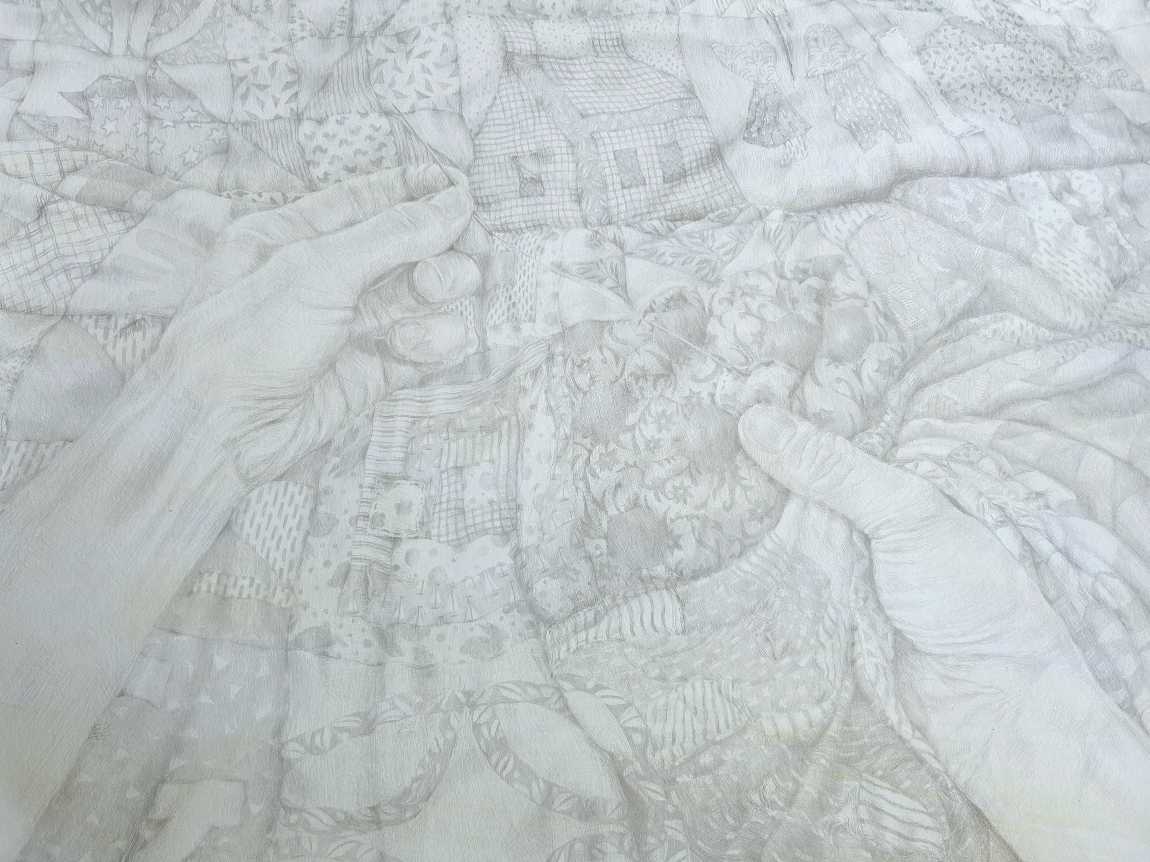 Mending (detail), Silverpoint