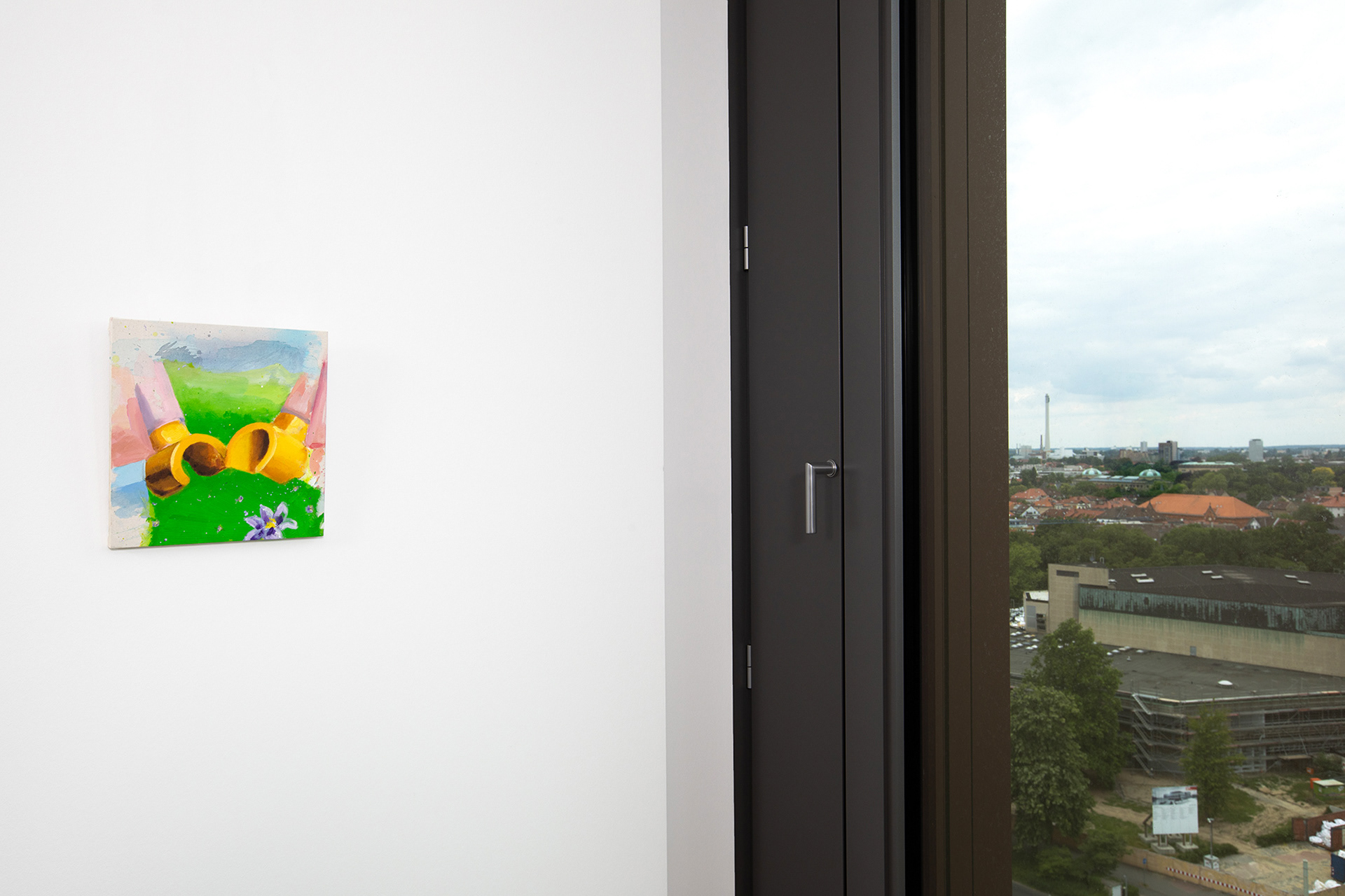 try to Händchenhalten 2, 2025, Acryl auf Leinwand, 32,5 × 30 cm