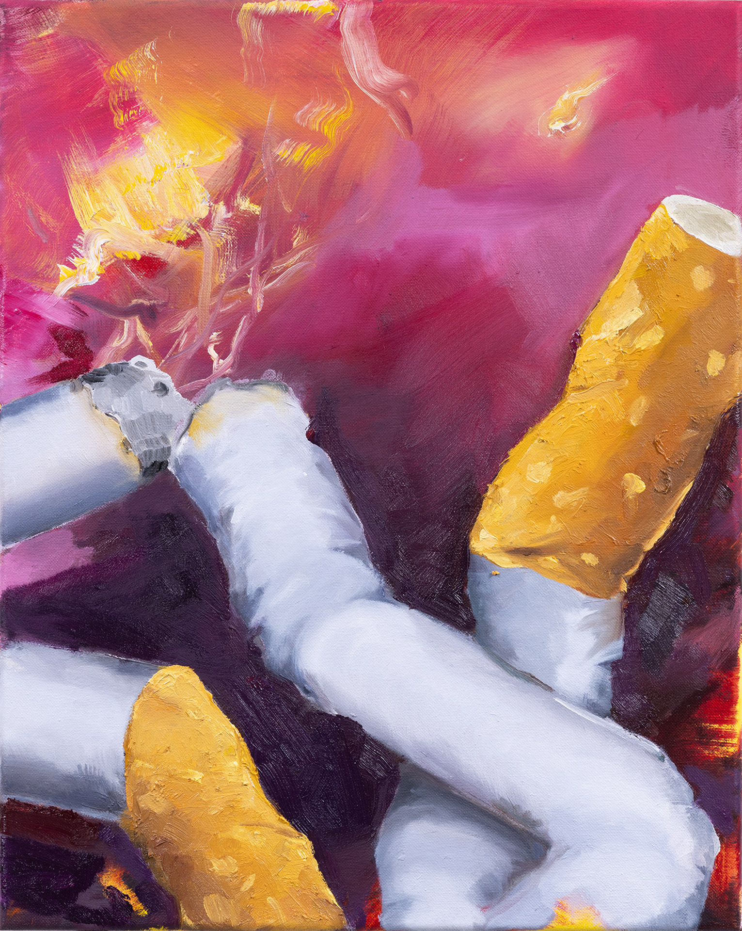 Partyrauchersituation, Öl auf Leinwand, 40 × 50 cm, 2025