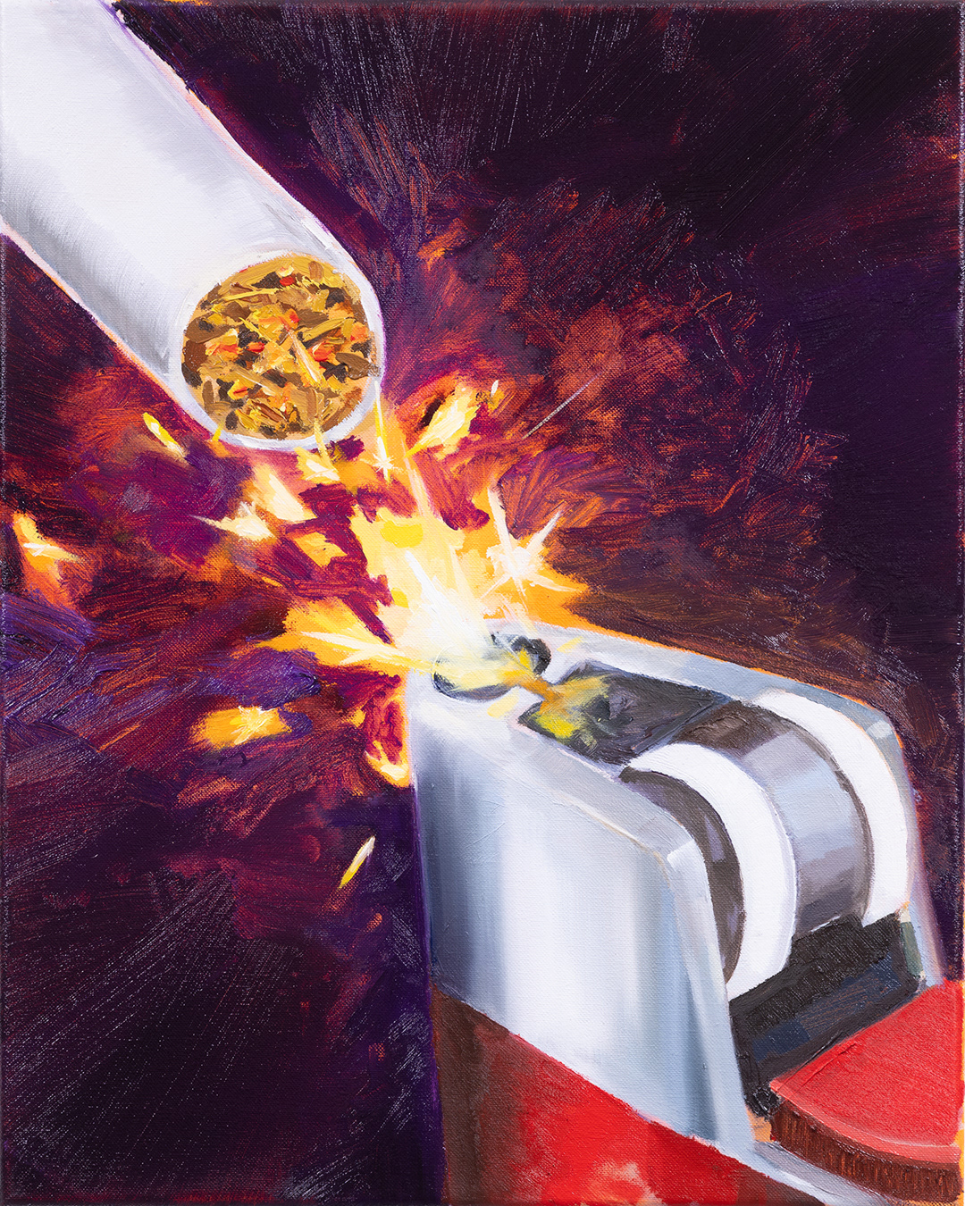 Anzündvorgang 2, Öl auf Leinwand, 40 × 50 cm, 2025