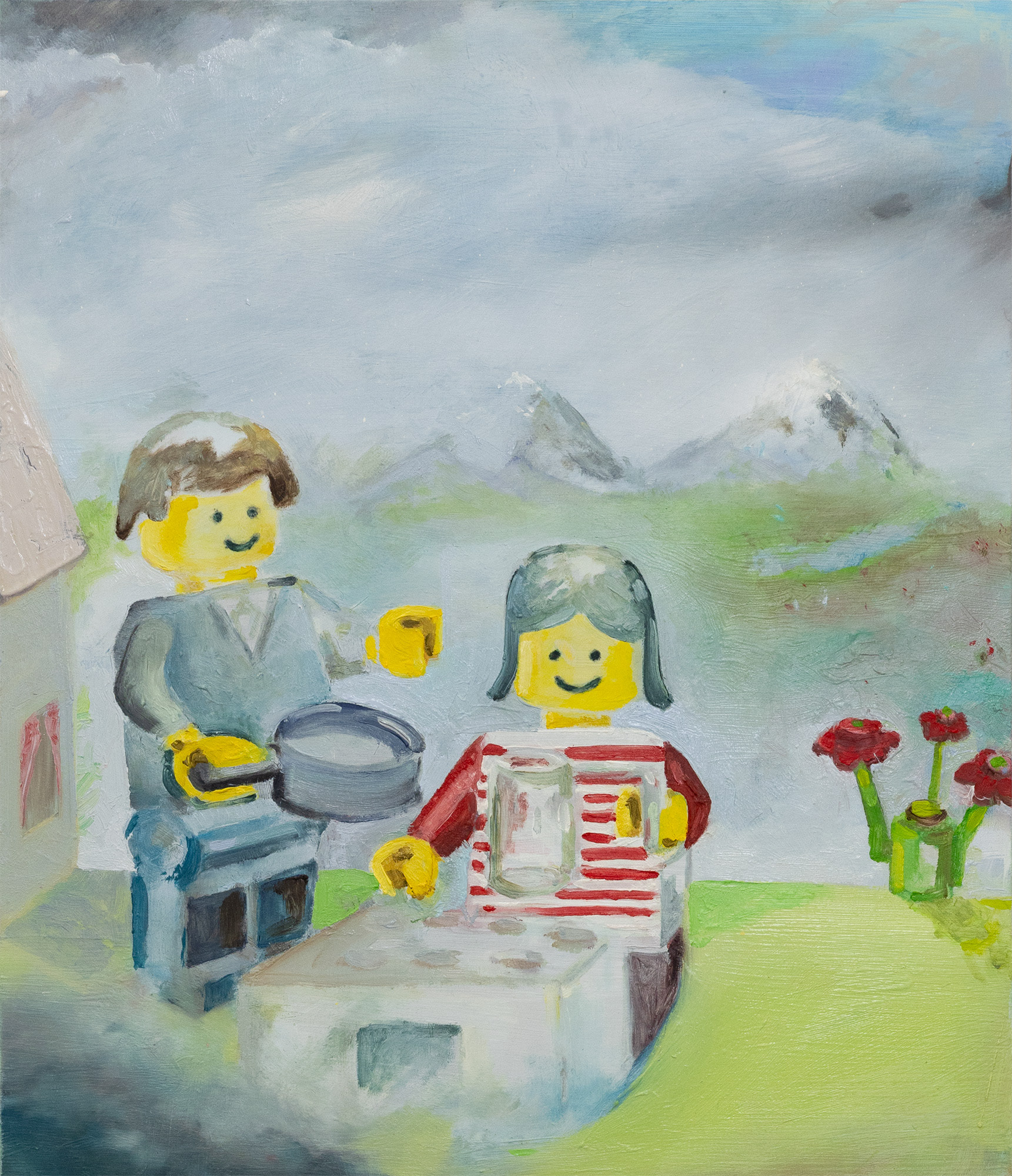 caring lovers, Öl auf MDF, 56 × 48 cm, 2024