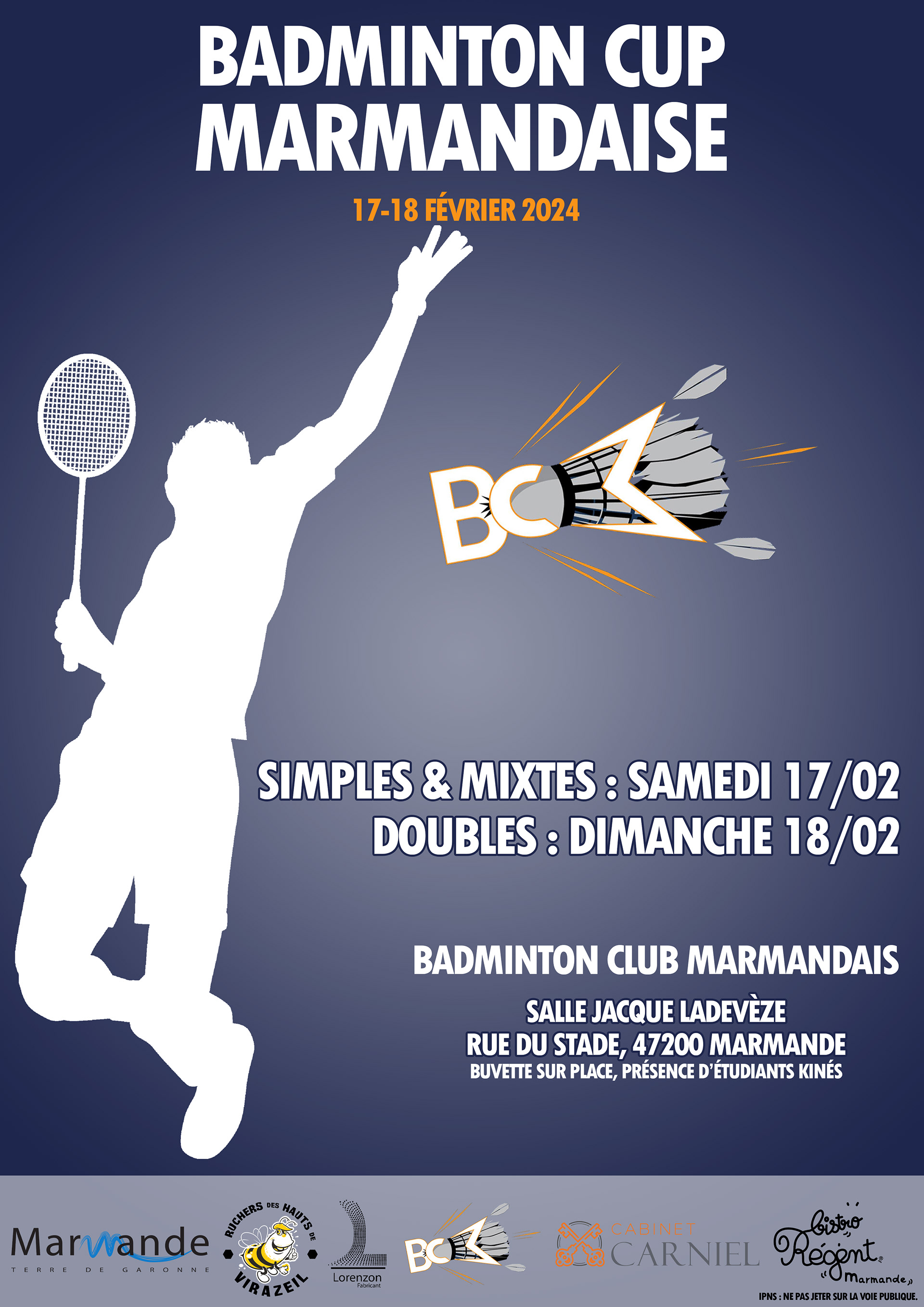 Affiche tournoi Badminton Cup Marmandaise © Fanny Saint-Martin pour Badminton Club Marmandais
