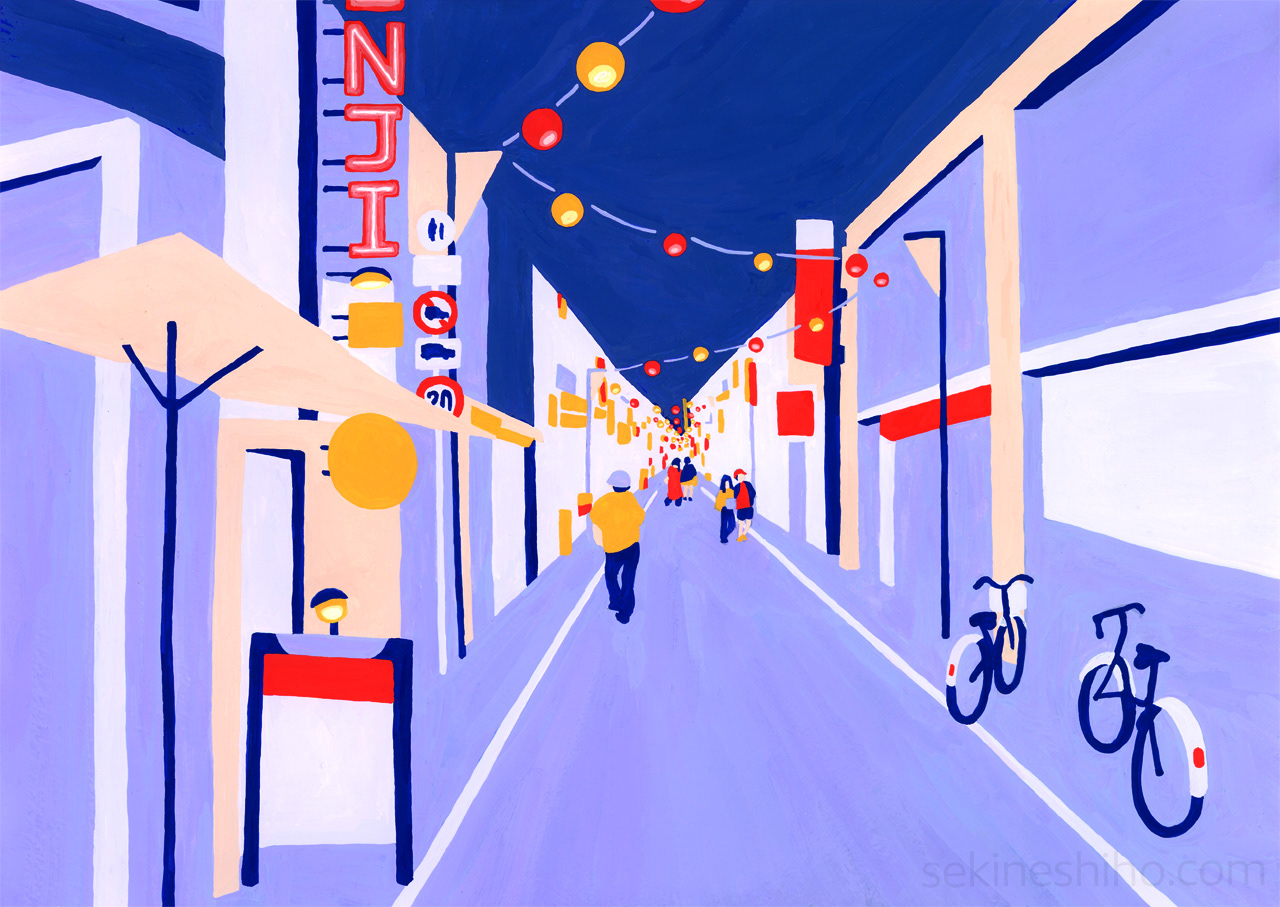 『高円寺純情商店街』アクリルガッシュ