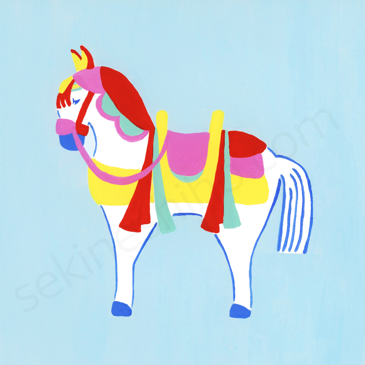 『チャグチャグ・ダーラナホース』アクリルガッシュ