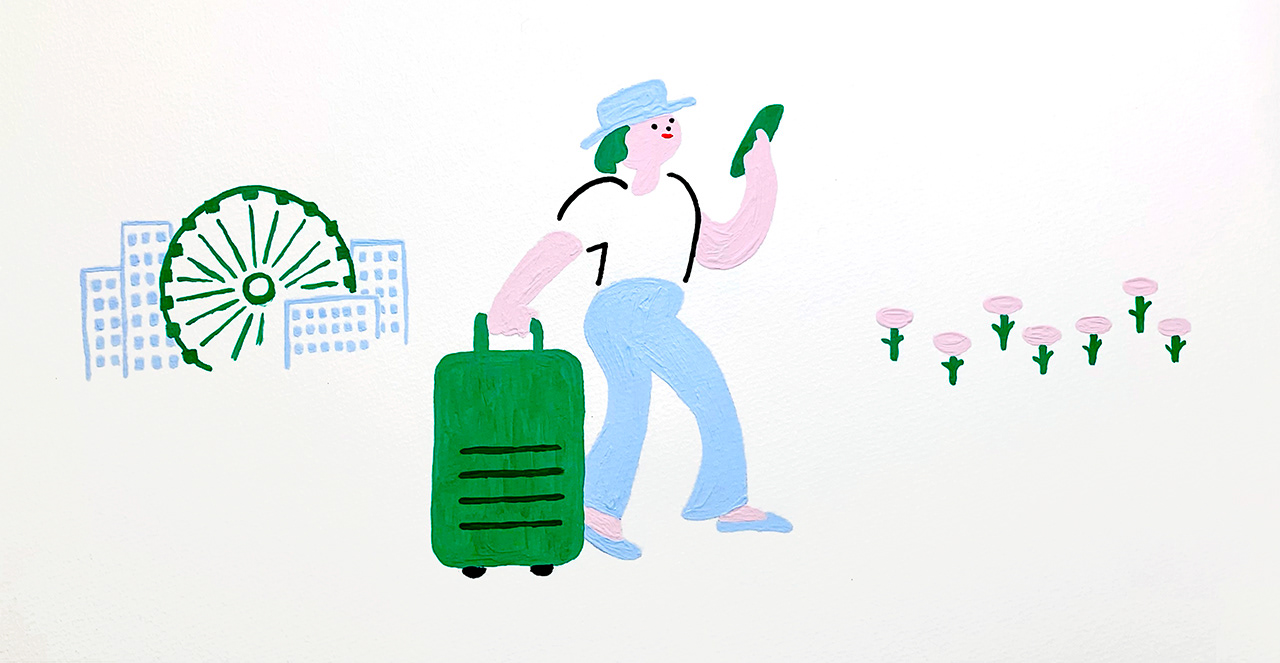 『旅行の思い出』アクリルガッシュ