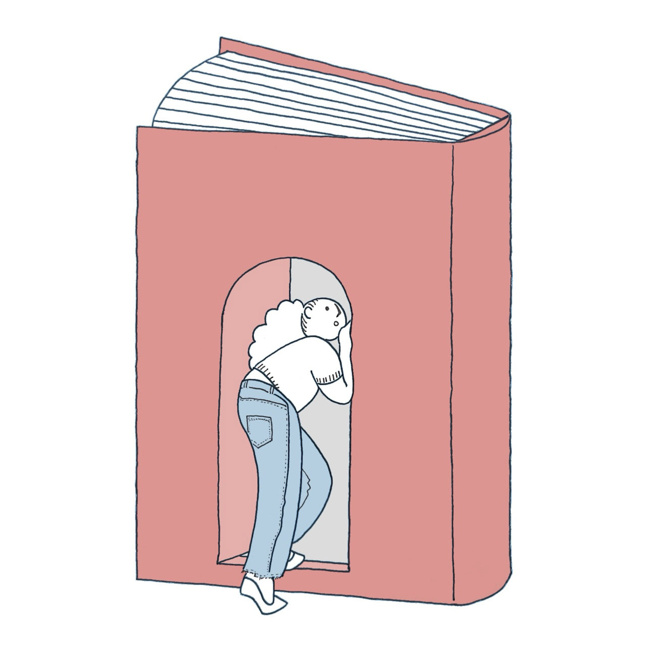 『本は別の世界の入り口』アナログ線画＋デジタル制作