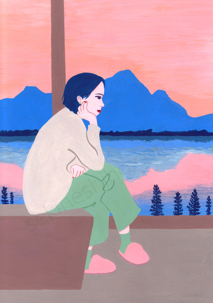 『View from the Window』2025年/アクリルガッシュ