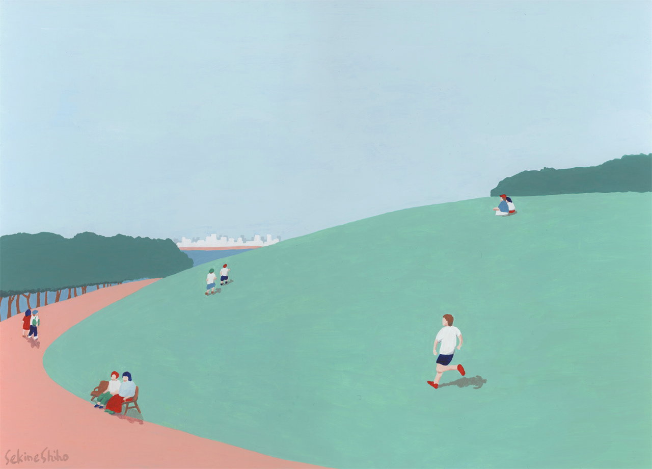 『土曜日の午後』アクリル、アクリルガッシュ