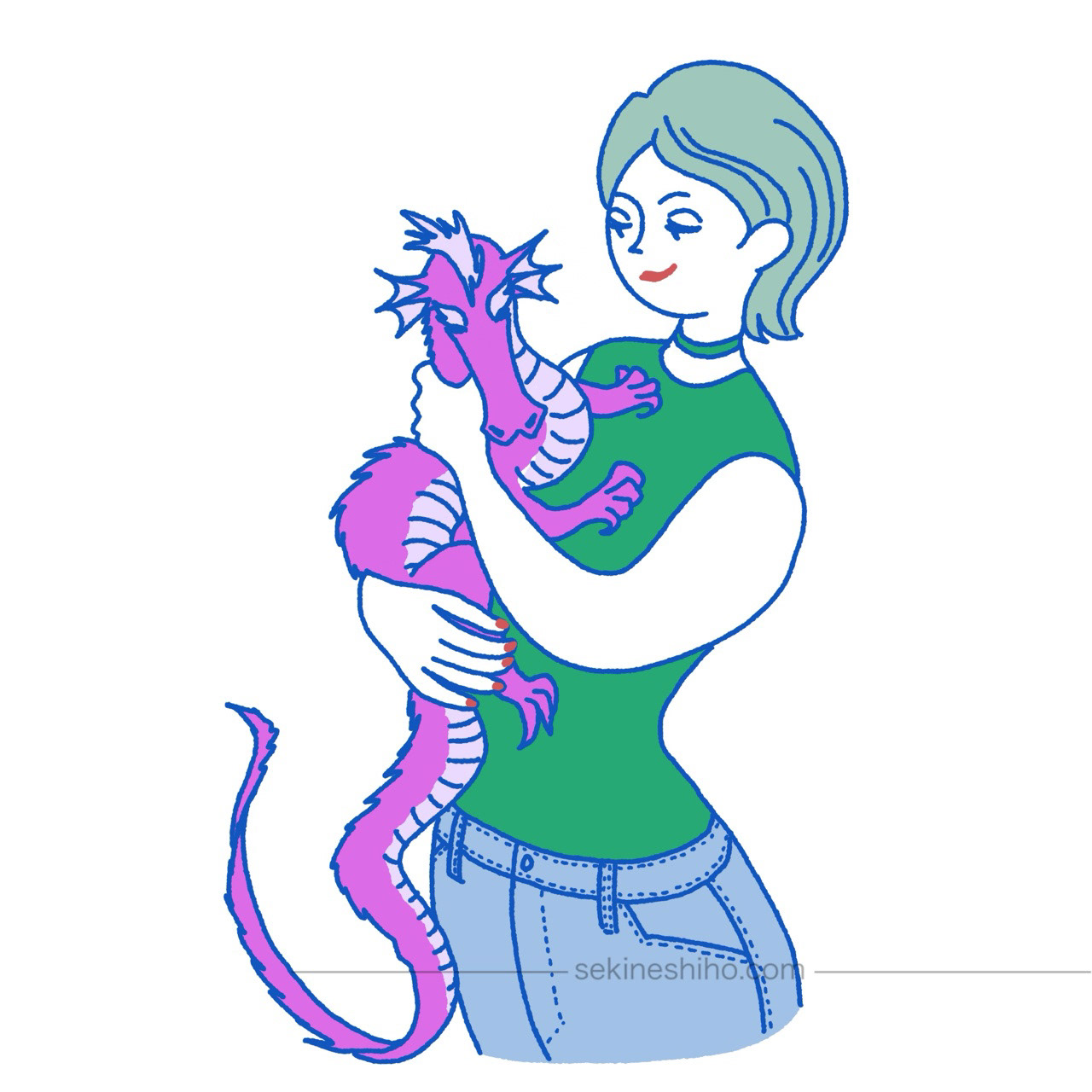 ステッカー用イラスト「竜を飼う」