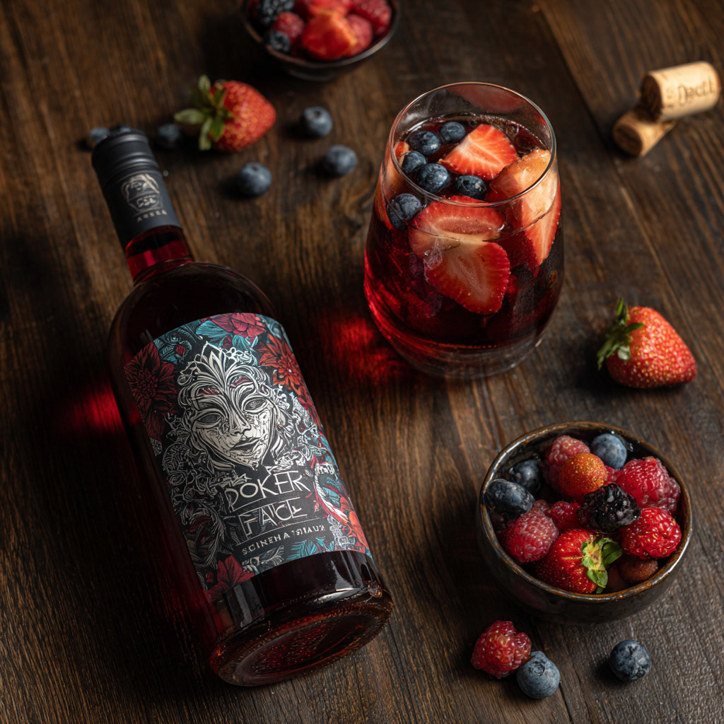 POKER FACE Premium Sangria bottle --v 7 Job ID: 47f2927e-6949-4320-bac5-5db3d5ee782e