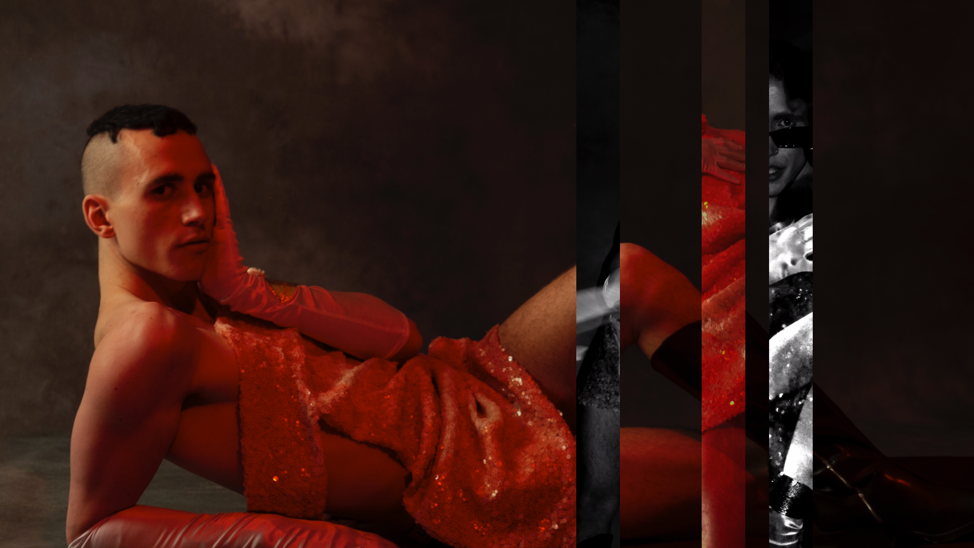 Boris Jelic for LEWIS Magazine photographed by Eliza Georgieva, stylist Laura Takahashi Christiansen, grooming Gabriella Tipsa Bruun, red portrait, provocative photography, underground photography, belgium photography