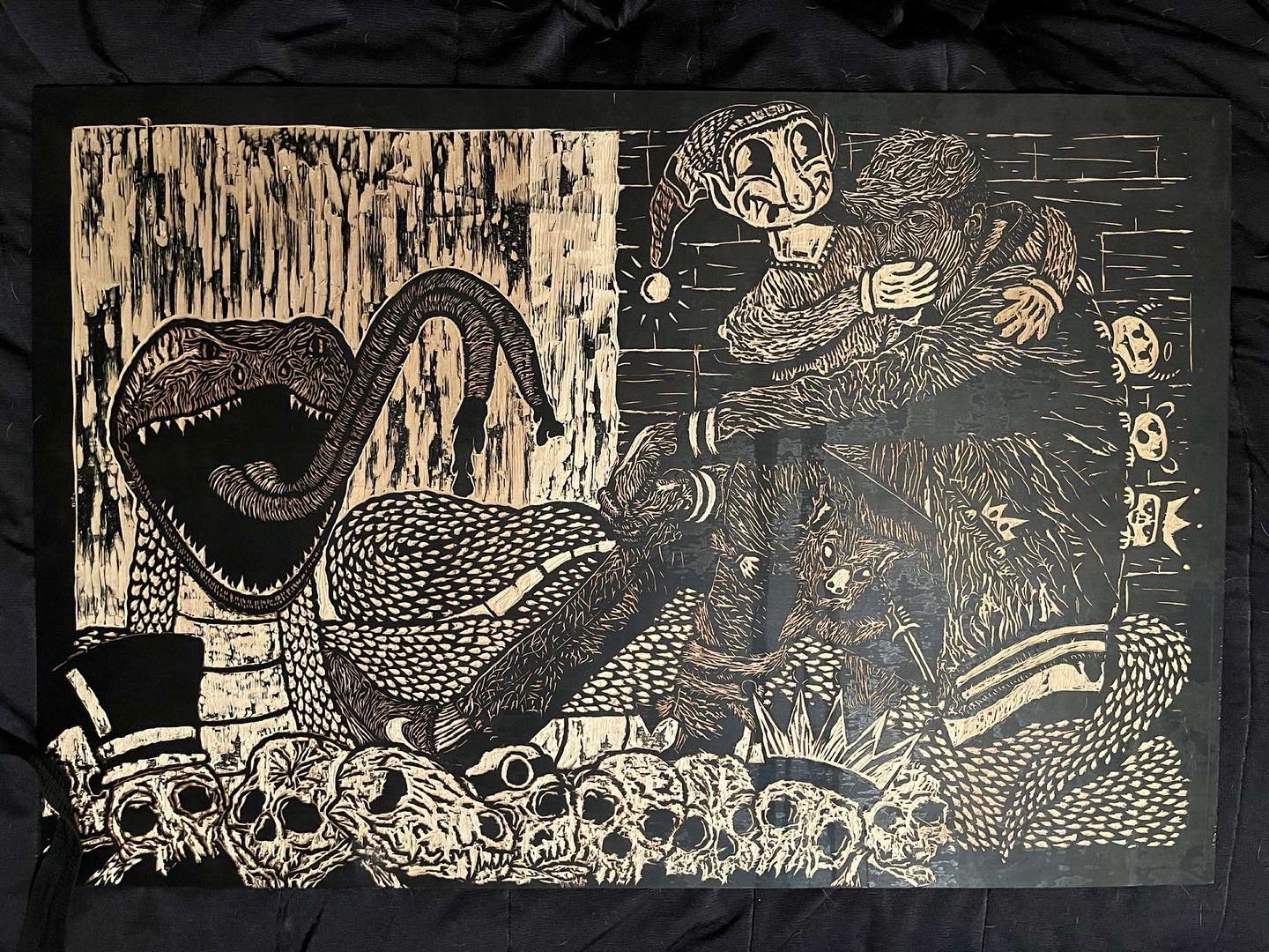 24x48in Hand Carved Woodblock