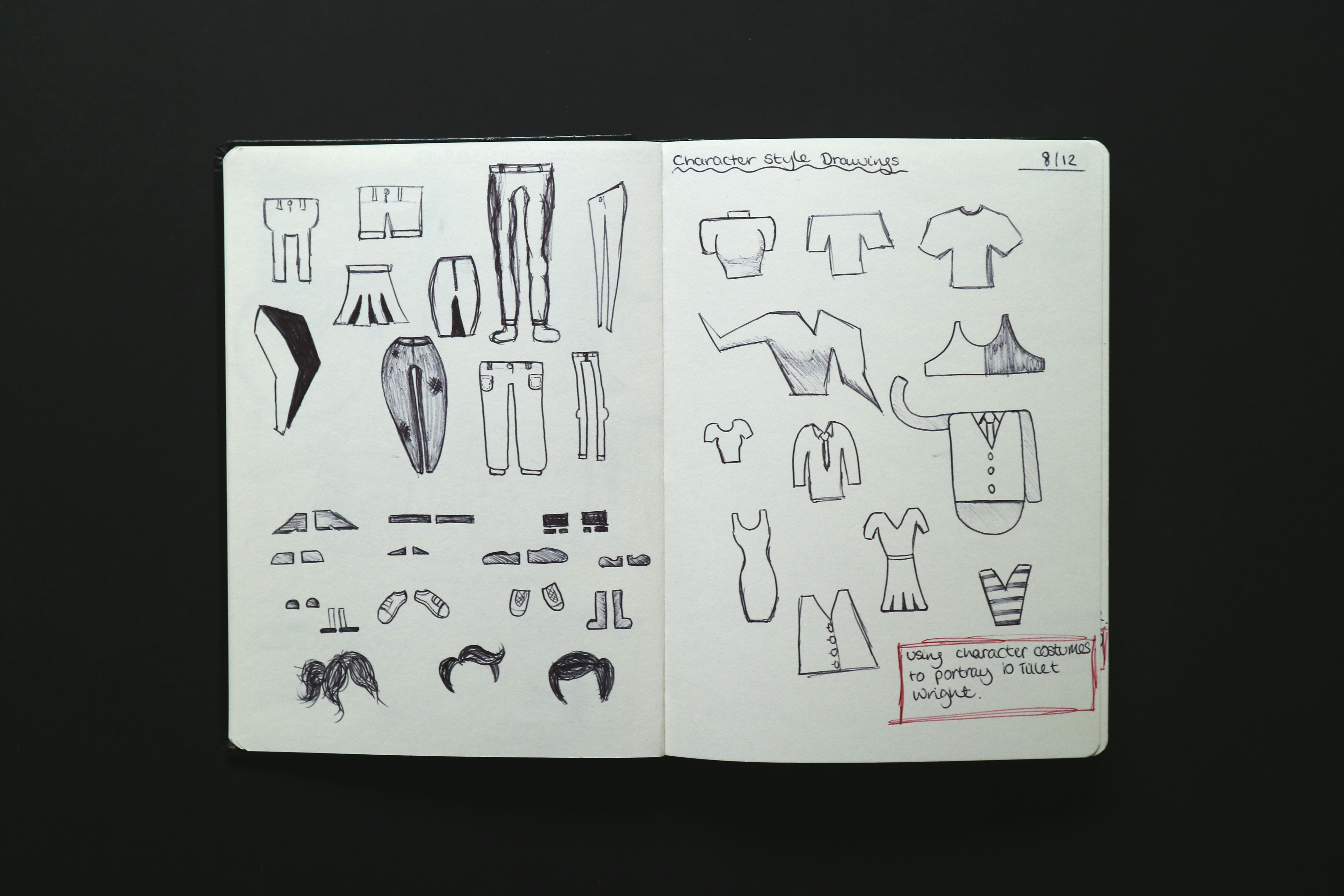 Sketches of different character styles