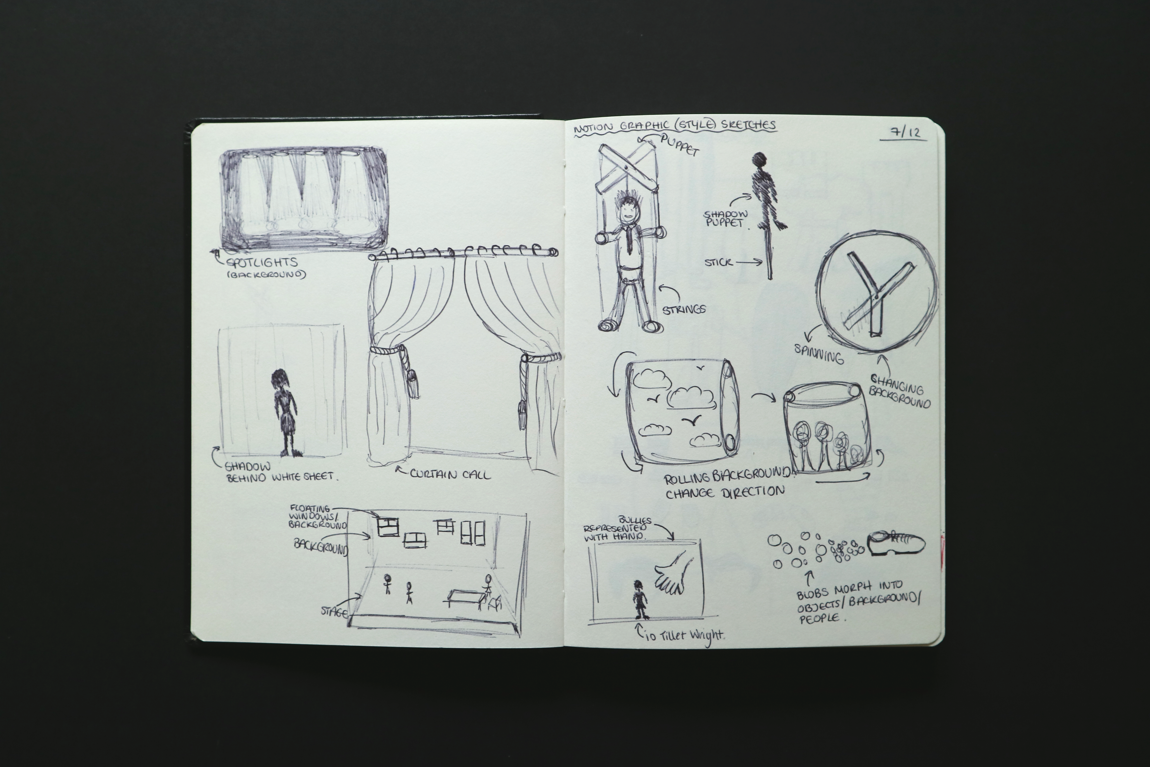 Various walking cycles to keep the continuous motion and have the scenery change