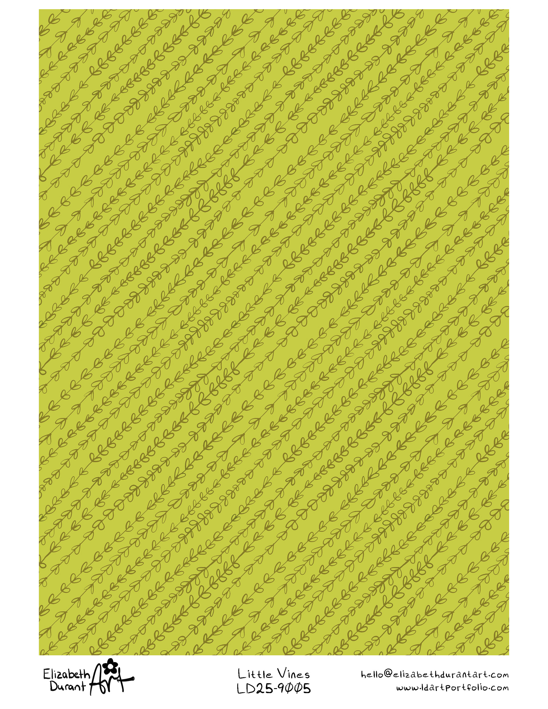 Little Vines  A simple repeating vine motif on a warm olive background—perfect as a supporting blender print.