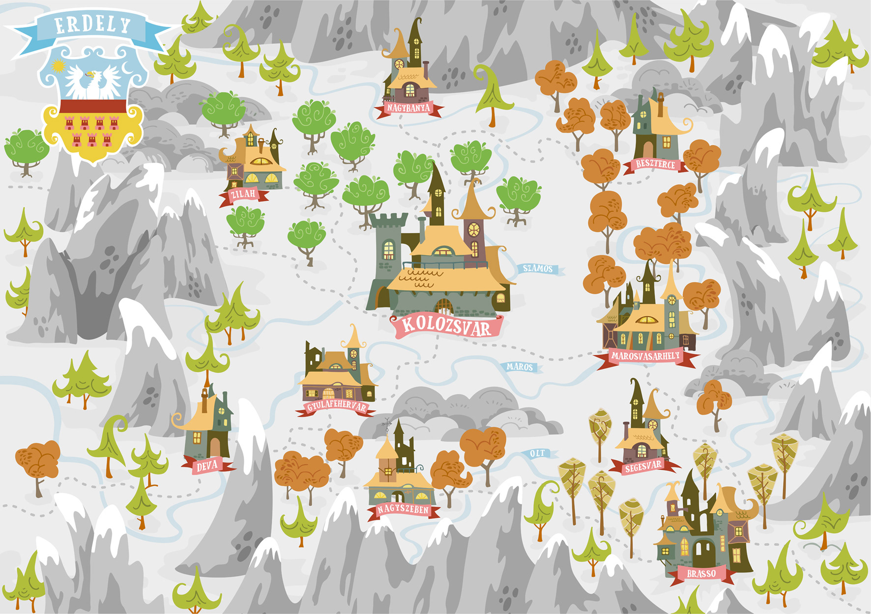 Transilvania fairy tale map Hungarian language