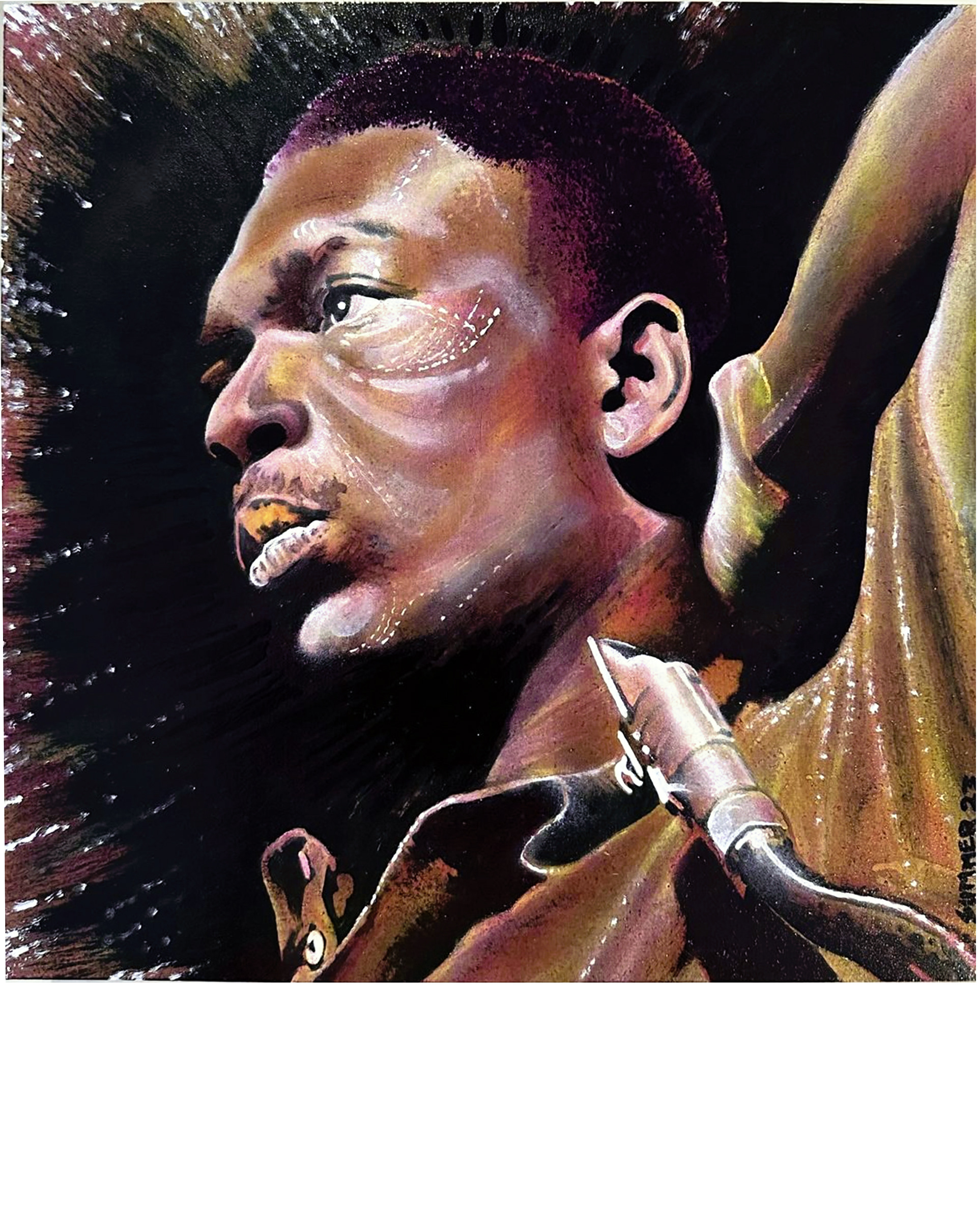Coltrane / Oil on Wood / 12" x12"