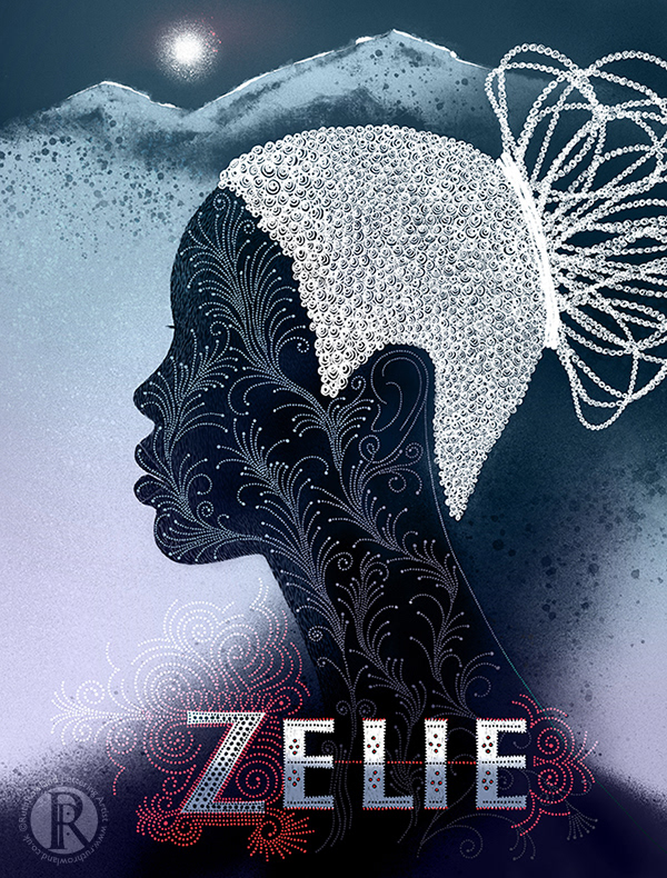Lettering Artist Ruth Rowland - Zélie Illustration: Silhouette with power pattern and decorative title