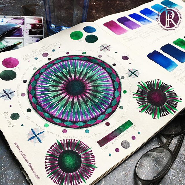 W&N Cotman Watercolour Mixing Mandala and Swatches