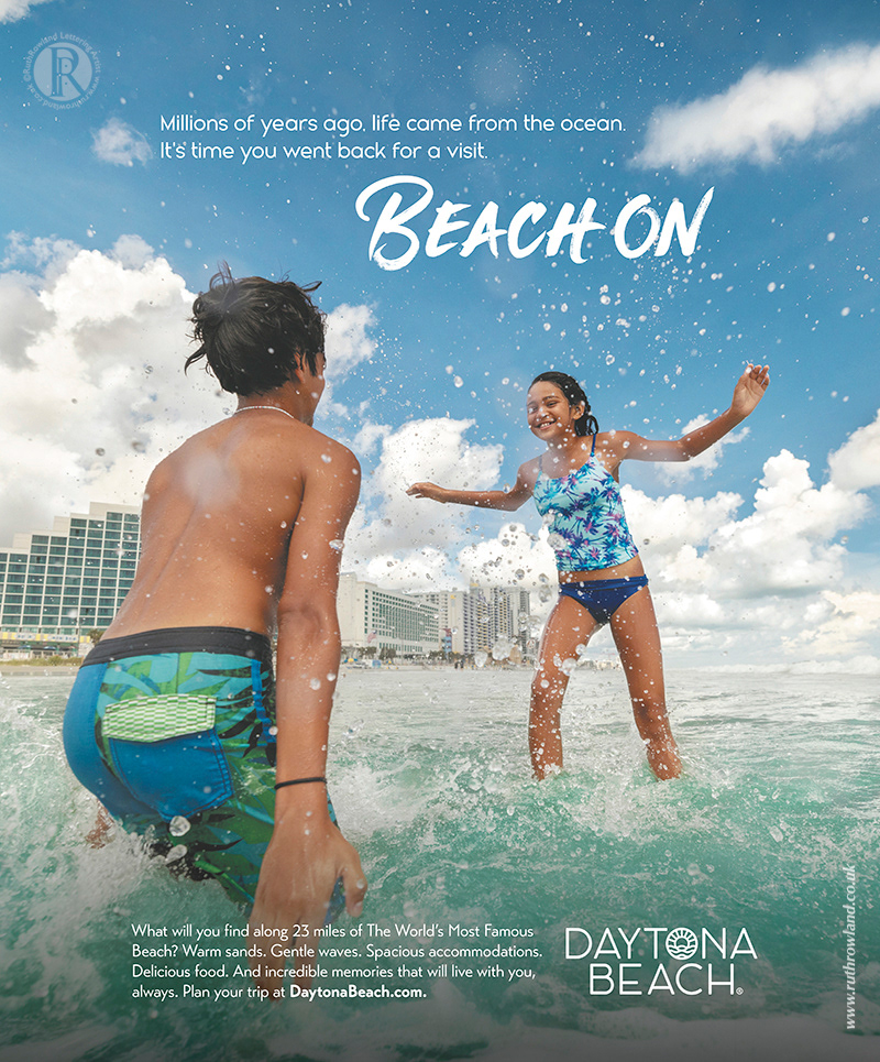 Lettering Artist Ruth Rowland - hand lettered advertising logo, Beach On, for Daytona Beach