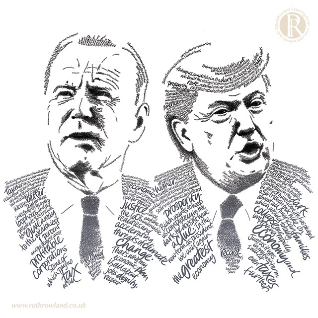 Election Portrait Calligrams for Aerial View Magazine