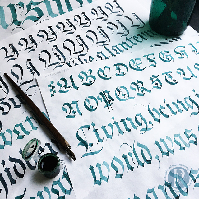 Fraktur Calligraphy Practice: Living
