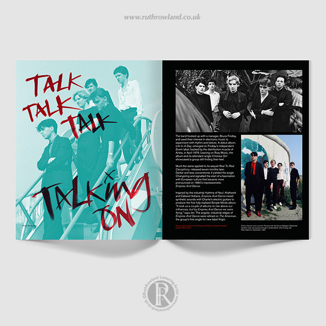 Talk, Talk, Talk Lyrics Lettering Double Page Spread: Simple Minds 40 Tour Book
