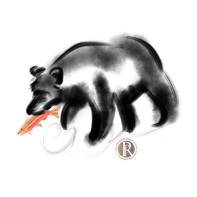 Hungry Grizzly . Bear Illustration
