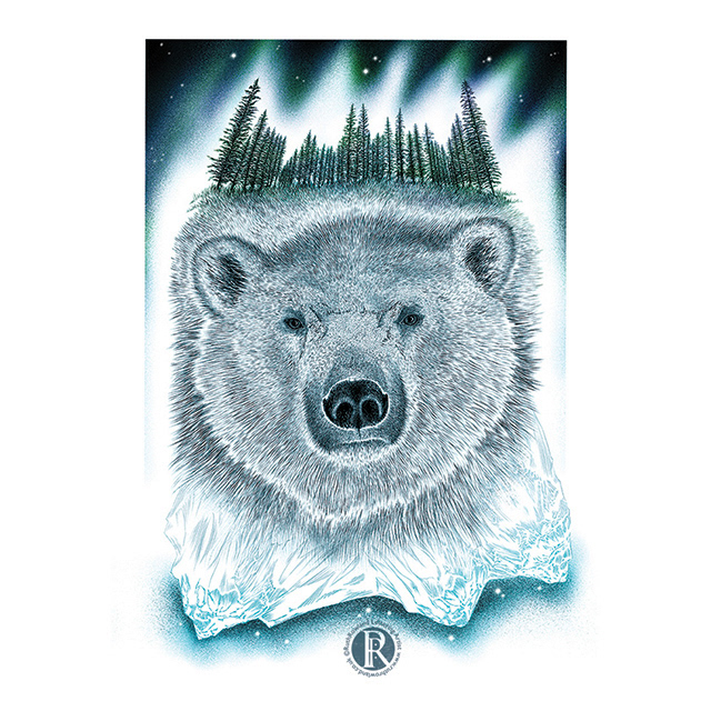 Lettering Artist Ruth Rowland - Christmas Card Illustration: Polar Bear with Norther Lights