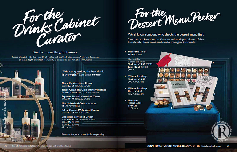 Lettering Artist Ruth Rowland - hand lettering for Hotel Chocolat Christmas Advertising Campaign