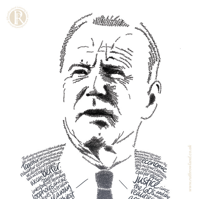 ©Ruth Rowland Lettering Artist & IllustratorElection Cover Calligram Portrait Illustration for Aerial View Magazine -