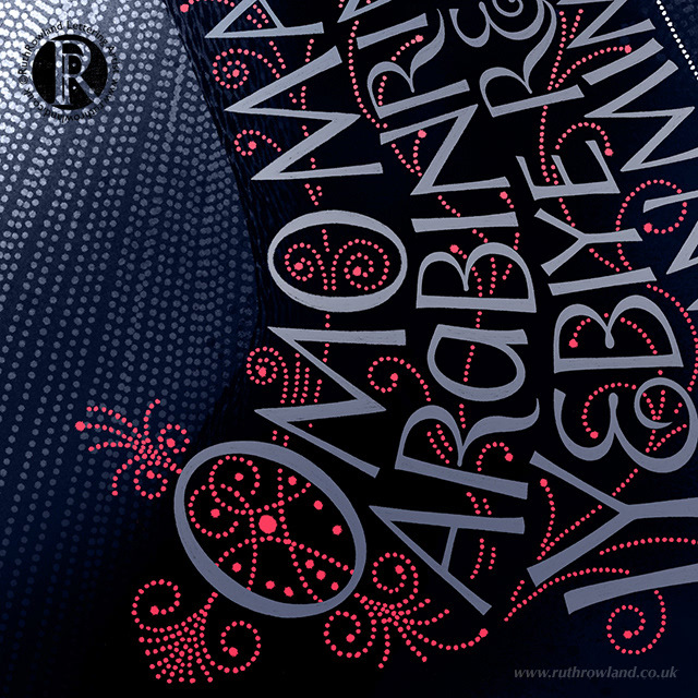 Zelie Illustrative Calligram: Decorative Lettering Detail