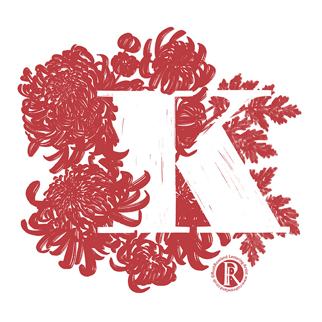 Procreate Digital Lettering Alphabet: Chrysanthemum K