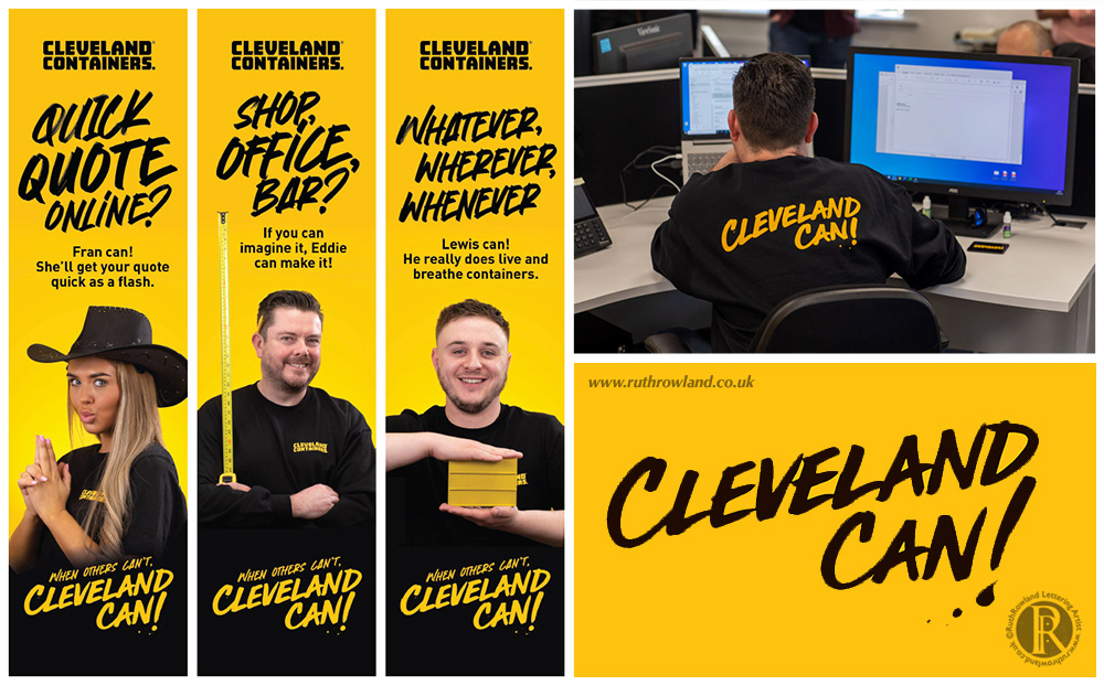 Lettering Artist Ruth Rowland: Hand lettered hero message for Cleveland Containers Advertising Campaign.