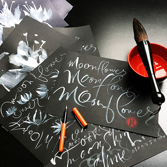 Moonflower Oriental Brush Lettering