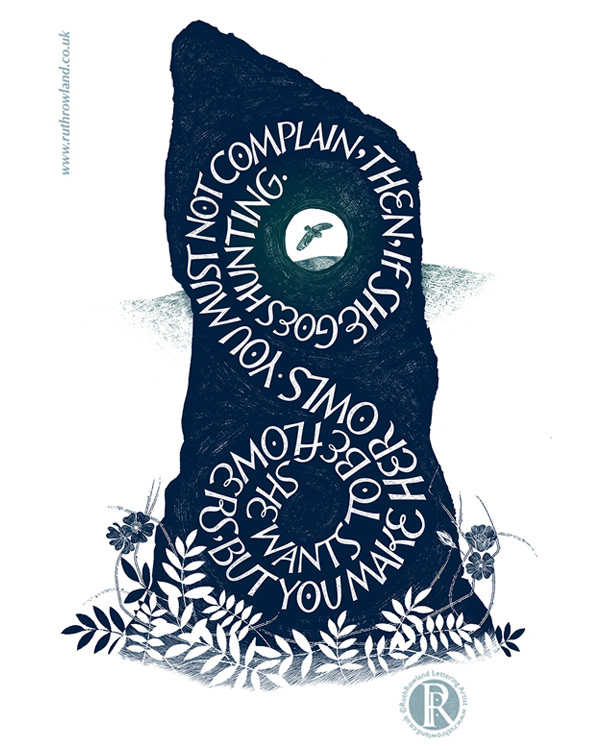 Lettering Artist Ruth Rowland - The Slate of Gronw Calligram Illustration