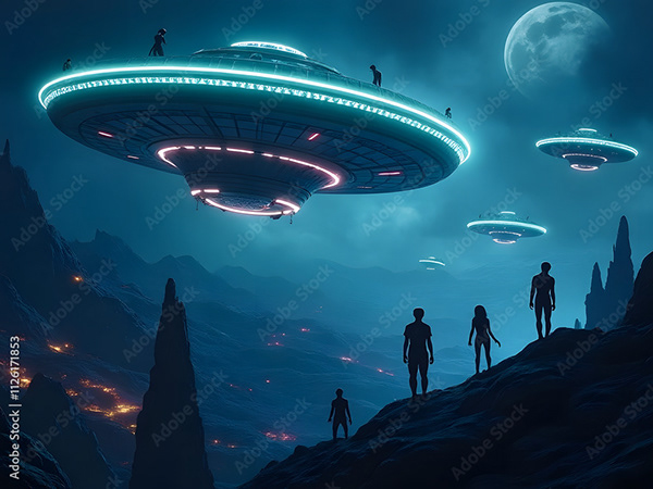 Ufo - Spaceship - Flying Saucers — Adobe Stock 1126171853