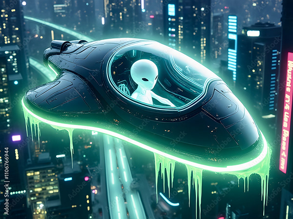 Ufo - Spaceship - Flying Saucers — Adobe Stock 1106766944