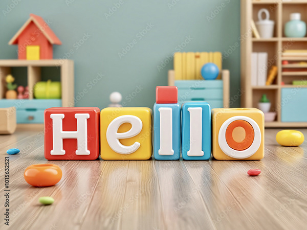 3D Block Letters - Typography — Adobe Stock 1015632521